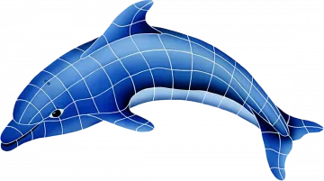 Artistry In Mosaics Dolphin Left Porcelain Pool Design 24" x 40"